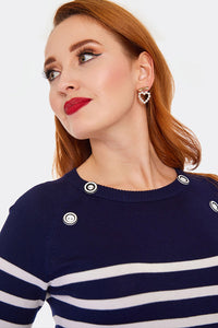 Voodoo Vixen Pullover Nautical Stripe And Button