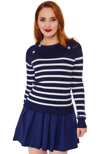 Voodoo Vixen Pullover Nautical Stripe And Button