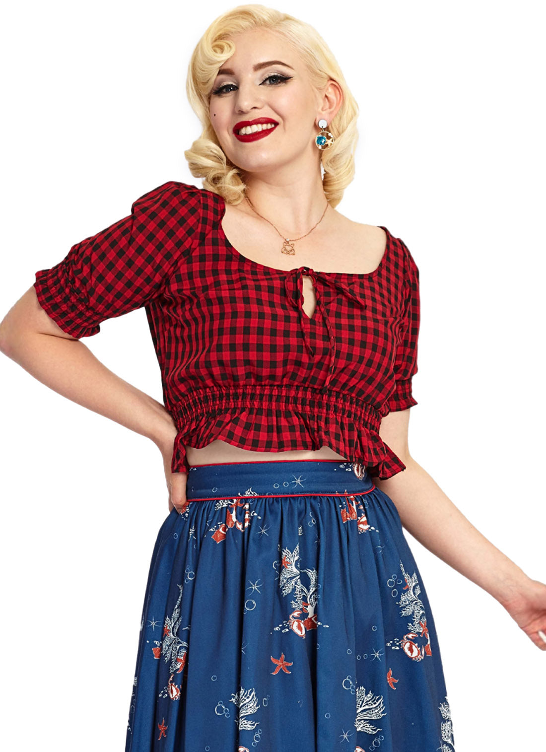 Voodoo Vixen Top Sadie Red Gingham