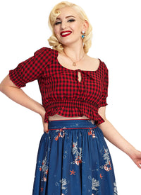 Voodoo Vixen Top Sadie Red Gingham