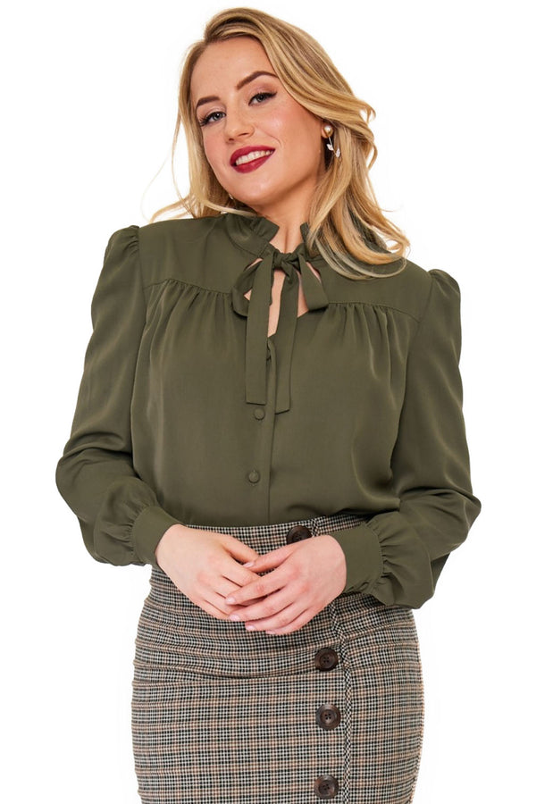 Voodoo Vixen Schluppenbluse Green Tie