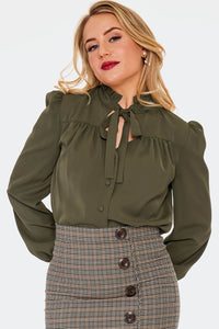 Voodoo Vixen Schluppenbluse Green Tie