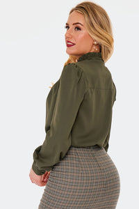 Voodoo Vixen Schluppenbluse Green Tie