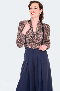Voodoo Vixen Marlenehose Navy Wide Leg Suspender