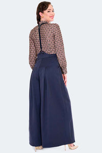 Voodoo Vixen Marlenehose Navy Wide Leg Suspender