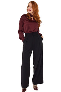 Voodoo Vixen Marlenehose Black Pleated Trousers