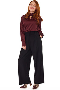 Voodoo Vixen Marlenehose Black Pleated Trousers
