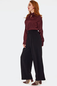 Voodoo Vixen Marlenehose Black Pleated Trousers
