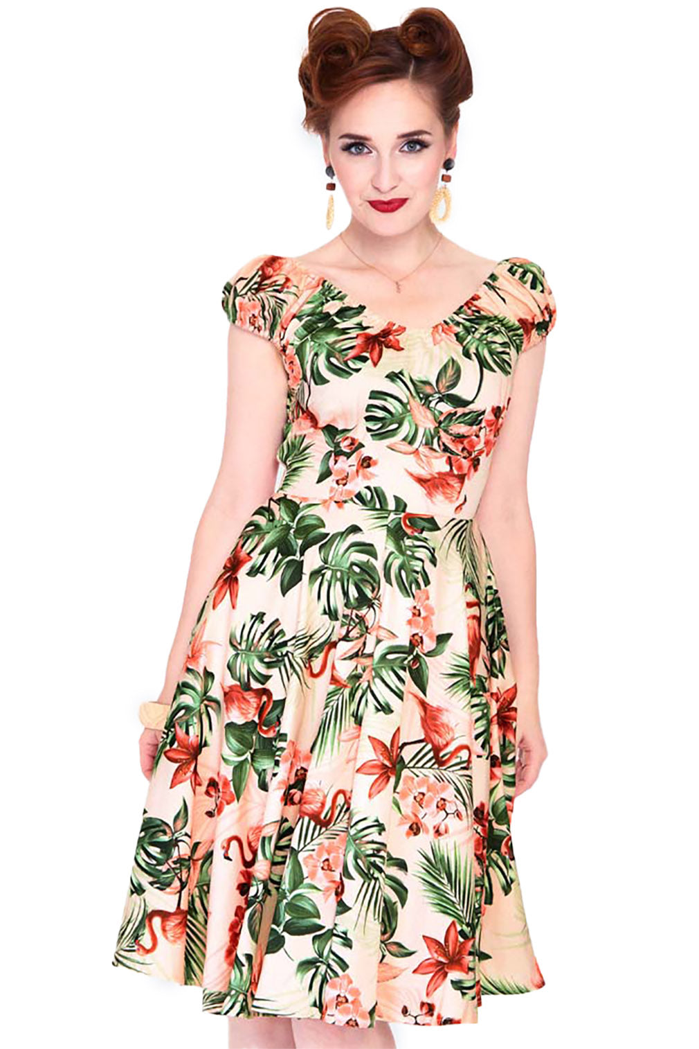 Voodoo Vixen Kleid Tropical Flamingo