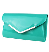 Schompi Vintage Damen Clutch Tasche Lack Abendtasche, abnehmbare Schulterkette Kettentasche, Glänzend, 50er Rockabilly Lederoptik