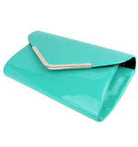 Schompi Vintage Damen Clutch Tasche Lack Abendtasche, abnehmbare Schulterkette Kettentasche, Glänzend, 50er Rockabilly Lederoptik
