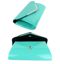 Schompi Vintage Damen Clutch Tasche Lack Abendtasche, abnehmbare Schulterkette Kettentasche, Glänzend, 50er Rockabilly Lederoptik